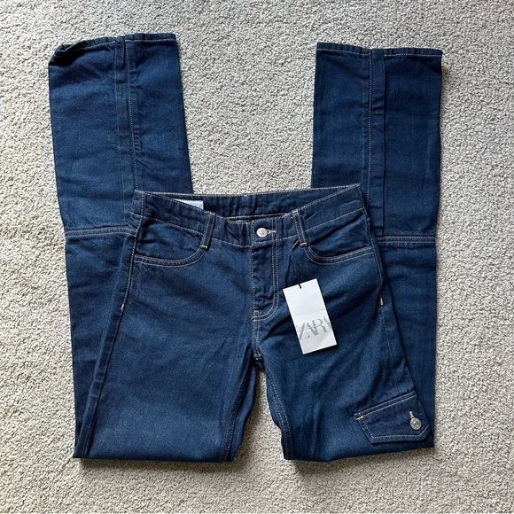 ZARA LOW RISE SLIM FIT CARGO JEANS - Picture 7 of 16